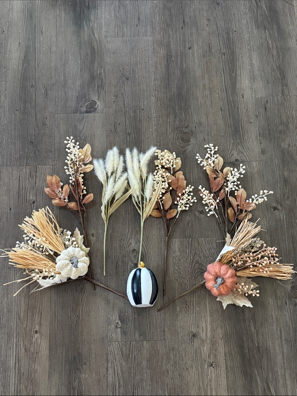 Neutral Harvest Faux Floral and Pumpkin Accent Set - Unbranded